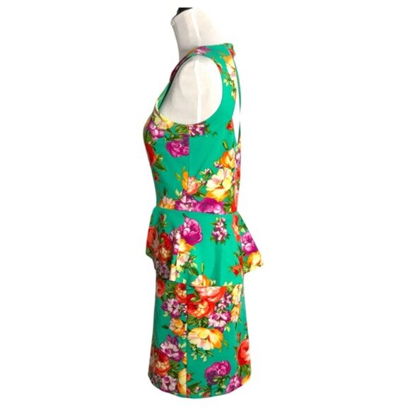 Glam Doll Dress Sleeveless Back Keyhole Cutout Bodycon Pendulum Green Floral M - Picture 9 of 16